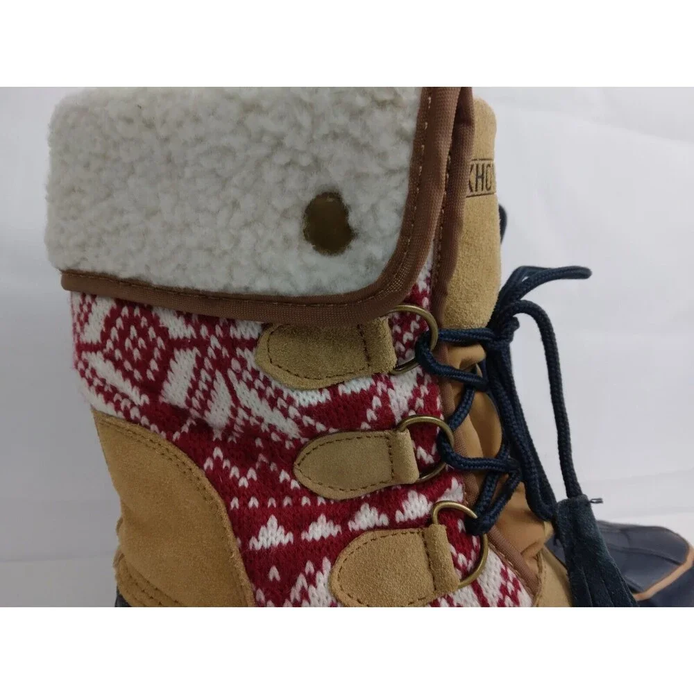 KHOMBU MAYA Suede Lace Up Faux Fur Lined Winter Duck Boots Brown Womens Size 8 M - Picture 3 of 12